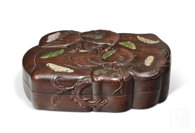 RARE BOÎTE COUVERTE EN ZITAN INCRUSTÉ DE JADE  CHINE, DYNASTIE QING, ÉPOQUE QIANLONG (1736-1795) - 图3